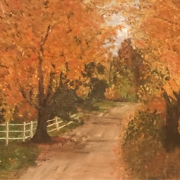 Vintage Original Oil Painting Autumn Lane 1972 - Picture 2 of 8